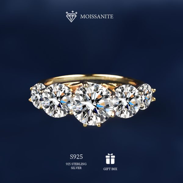 1pc Moissanite Eternity Ring for Women, 5 Carat Total, 925 Sterling Silver, Round Cut, Classic 8-Prong Setting, Hypoallergenic, All-Season, Valentine'S Day Proposal, Wedding Band with Gift Box - Image 2