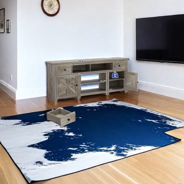 ZenHome Farmhouse TV Console with Storage Drawer and Power Outlet, Rustic TV Stand for TVs up to 80 Inch - Image 7