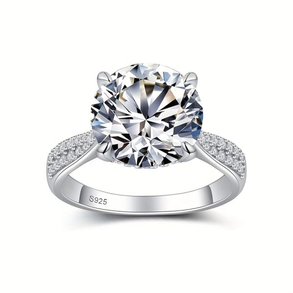 1.5/2/3/4CT Delicate Moissanite Sterling Silver Engagement Ring - Exquisite Promise Ring for Women, Fashionable Daily Wear Accessory, Romantic Gift for Lover, High-Quality Jewelry with 925 Sterling Silver Band - Image 6