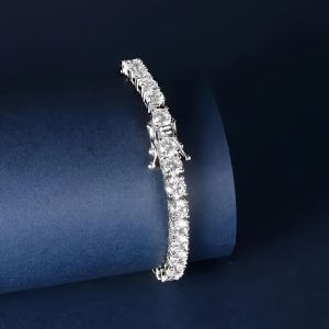 17-21 Carats Moissanite Tennis Bracelet Diamond Tennis Bracelets for Women Men 925 Sterling Silver Bracelet 5mm D Color VVS1 Round Cut Lab Created Moissanite Diamond Bracelet with GRA Certificate