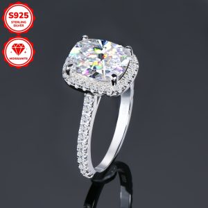 Weight 3.64g US10 size, main stone moissanite - oblong 8x10mm*1pcs, 4 carat 1pc moissanite ring 925 sterling Silvery Women's engagement ring bezel style wedding ring oblong cut moissanite engagement ring anniversary ring