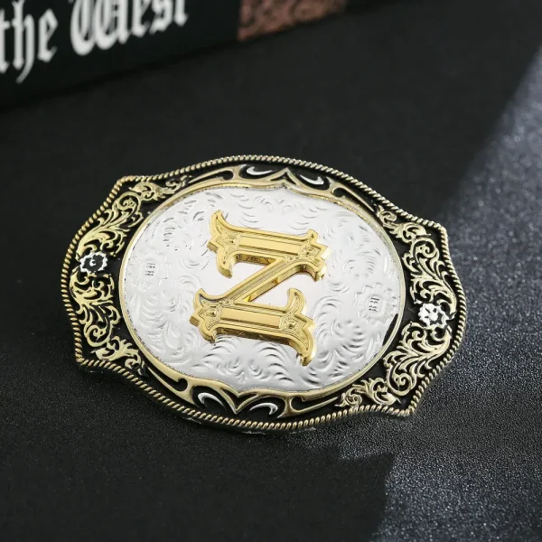 Western cowboy zinc alloy letters A to Z belt buckles for men and women gifts for men and women - Image 31