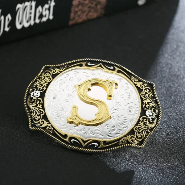 Western cowboy zinc alloy letters A to Z belt buckles for men and women gifts for men and women - Image 30