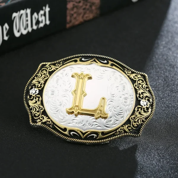 Western cowboy zinc alloy letters A to Z belt buckles for men and women gifts for men and women - Image 19