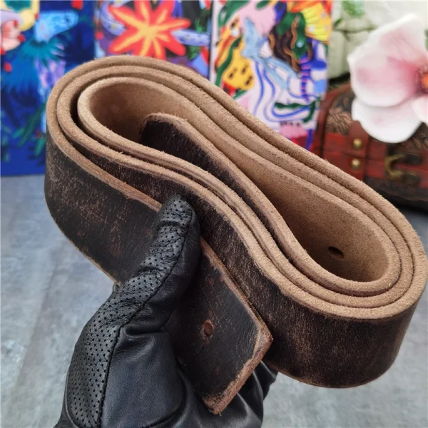 Super Wide 4.3CM Leather Belts Without Buckles Men Belt Ceinture Mens Leather Belts Without Buckles Jeans Yellow Belt Men SP08 - Image 6