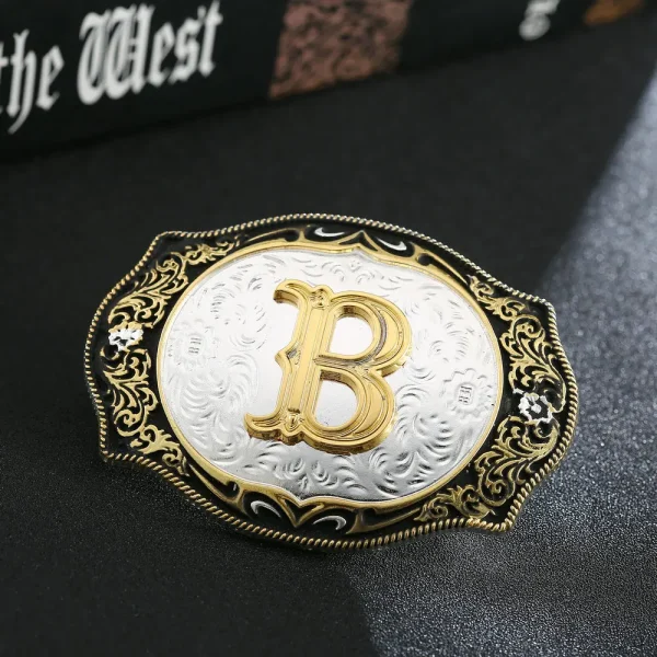 Western cowboy zinc alloy letters A to Z belt buckles for men and women gifts for men and women - Image 2
