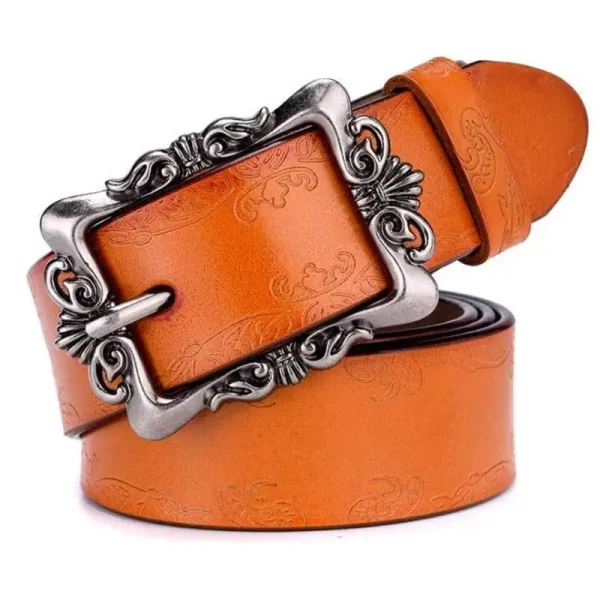 BOKADIAO Hot Women's Genuine Leather Belt Punk Luxury Brand Designer Belts for Women High Quality Casual Female Jeans Belt Brown - Image 8