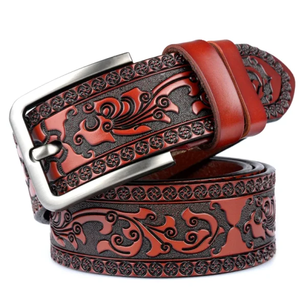 MEDYLA Belts For Men High Quality Cow Genuine Leather Embossing Belt Male Fashion Classic Vintage Pin Buckle Strap For - Image 3