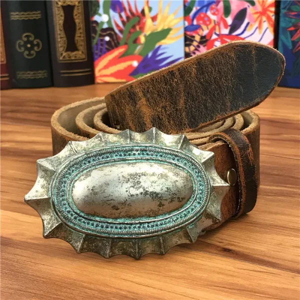 Vintage Belt Buckle Men's Belt Thick Cowboy Leather Belt Ceinture Homme Jeans Men Belt Waist Wide Riem Male Strap MBT0037 - Image 6