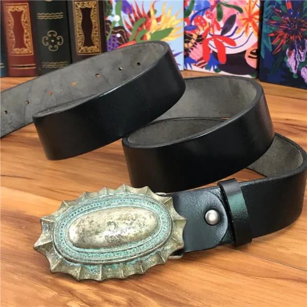 Vintage Belt Buckle Men's Belt Thick Cowboy Leather Belt Ceinture Homme Jeans Men Belt Waist Wide Riem Male Strap MBT0037 - Image 9