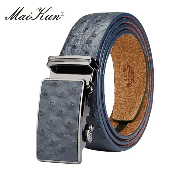 Maikun Luxury Leather Belt for Men Original Designt Ostrich Grain Automatic Buckle Belt Ceinture Homme Cinto Masculino - Image 9
