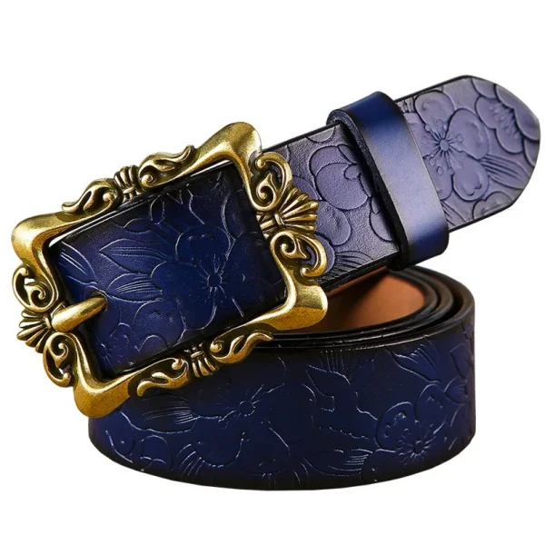 Fashion Wide Genuine leather belts for women Vintage Floral Pin buckle Woman belt High quality second layer Cow skin jeans strap - Image 15