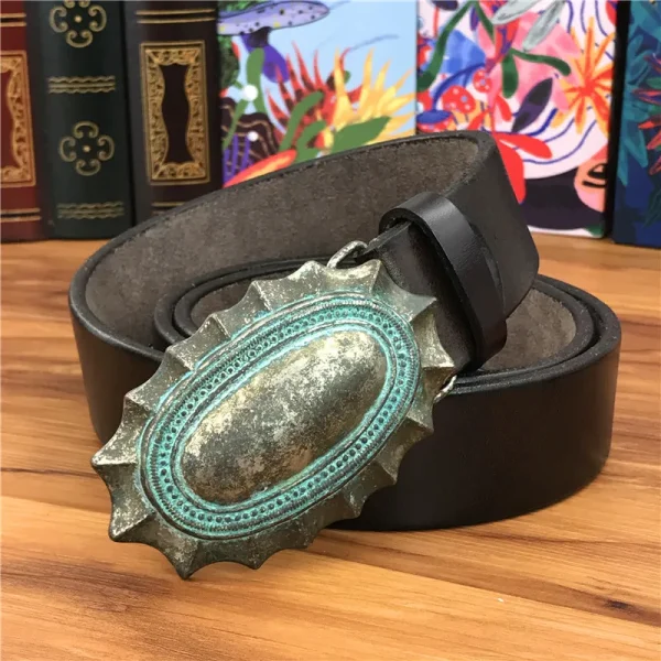 Vintage Belt Buckle Men's Belt Thick Cowboy Leather Belt Ceinture Homme Jeans Men Belt Waist Wide Riem Male Strap MBT0037 - Image 2