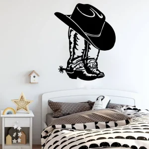 Cowboy Cowgirl Boot & Hat Western Shoe Car Laptop Wall Sticker Decal Cowboy Cowgirl Boot Vinyl Decor