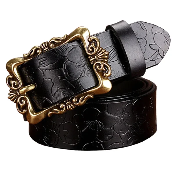Fashion Wide Genuine leather belts for women Vintage Floral Pin buckle Woman belt High quality second layer Cow skin jeans strap - Image 14