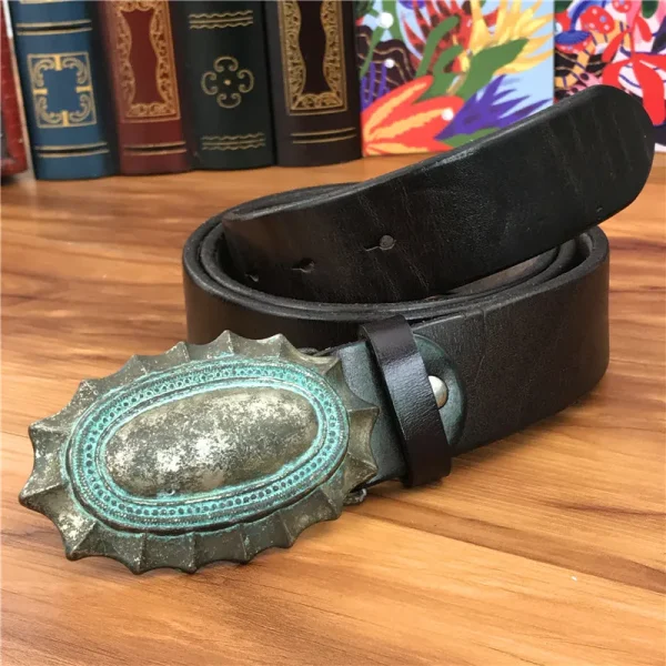 Vintage Belt Buckle Men's Belt Thick Cowboy Leather Belt Ceinture Homme Jeans Men Belt Waist Wide Riem Male Strap MBT0037 - Image 4