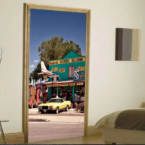 Western Cowboy Style Old Bar Door Saloon Wooden Door Stickers European Wall Sticker for Bedroom Living Room Decor Poster - Image 8