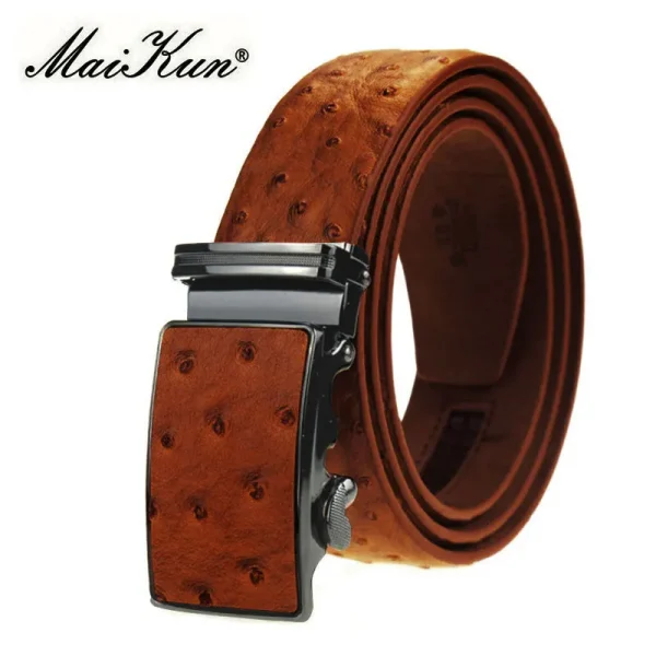 Maikun Luxury Leather Belt for Men Original Designt Ostrich Grain Automatic Buckle Belt Ceinture Homme Cinto Masculino - Image 8