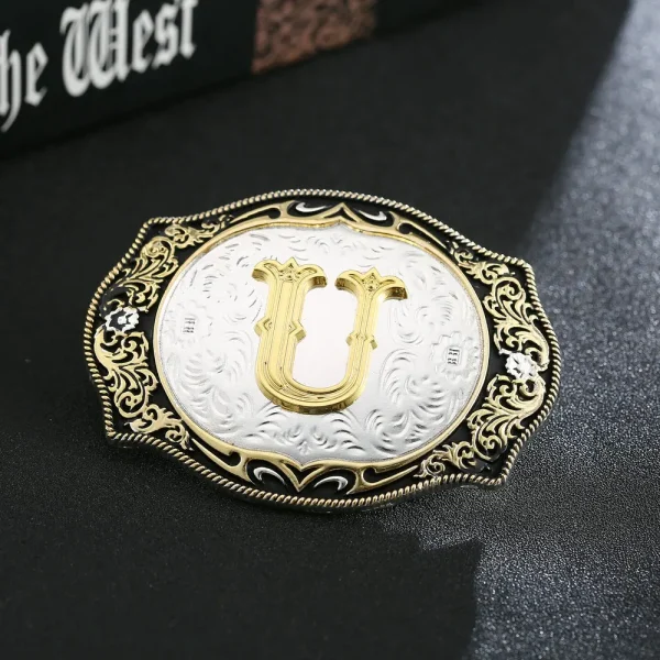 Western cowboy zinc alloy letters A to Z belt buckles for men and women gifts for men and women - Image 28