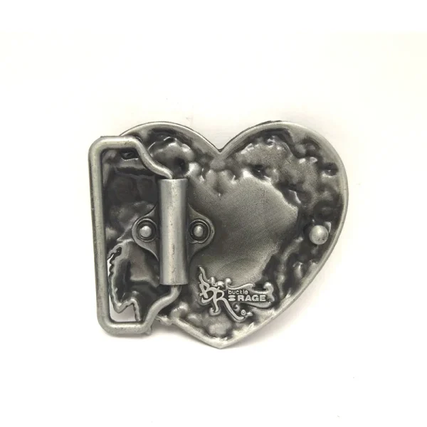 Casual Men Waist Hip Belts with Vintage Antique Silver Rose 3D Heart Red Stone Inlay Metal Buckle for Casual Jeans Male Accessor - Image 4