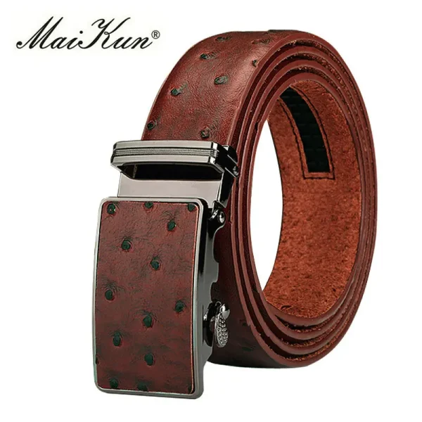 Maikun Luxury Leather Belt for Men Original Designt Ostrich Grain Automatic Buckle Belt Ceinture Homme Cinto Masculino - Image 10