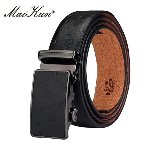 Maikun Luxury Leather Belt for Men Original Designt Ostrich Grain Automatic Buckle Belt Ceinture Homme Cinto Masculino - Image 2