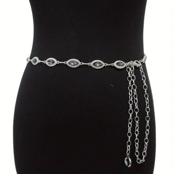 Plus Size Golden Waist Chain Crystal Rhinestone Inlaid Boho Body Chain Elegant Metal Chain Belt Dress Girdle For Women - Image 8