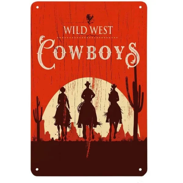 Wild West Cowboys Metal Tin Sign Wall Poster Plaque Vintage Iron Painting Decoration for Man Cave Home Cafe Game Room Club Bar - Image 11
