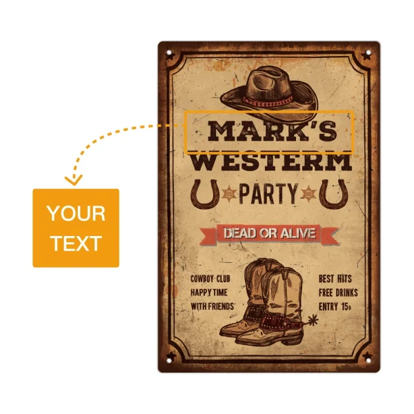 Putuo Decor-Personalized Custom Metal Sign, Western Party, Dead or Alive, Wall Decoration for Farmhouse, Cowboy Club, 1Pc - Image 2