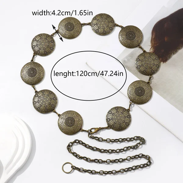 New vintage engraved plus-size round waist chain - Image 8