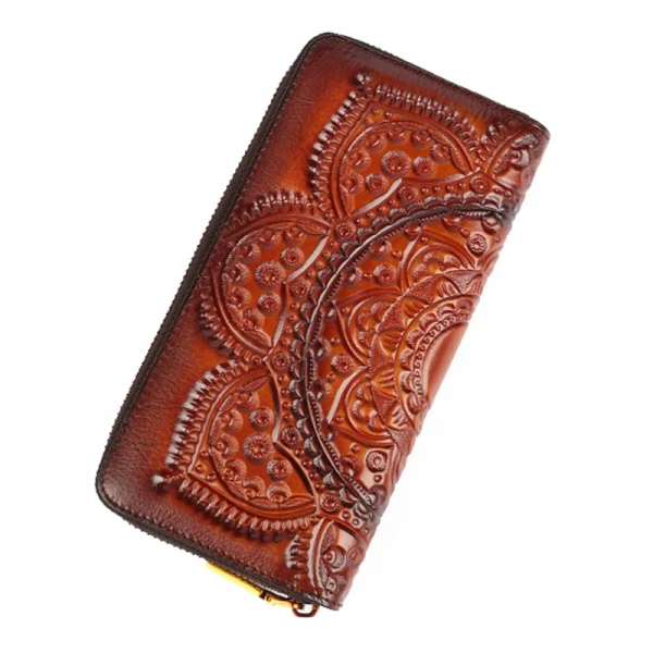 Women Long Wallet Clutch Bag Genuine Leather ID/Credit Card Cash Holder Retro Lady Female Real Cowhide Money Bags Wrist Purse - Image 9