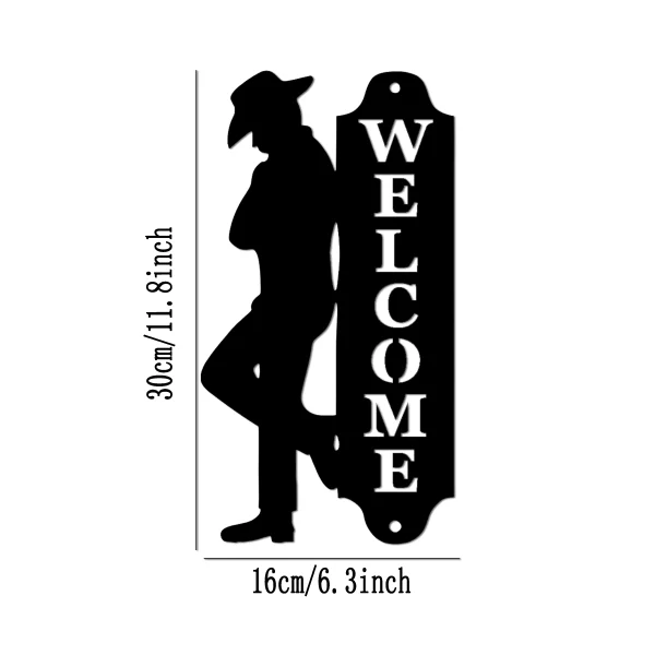 1 piece cowboy silhouette metal welcome sign, rustic wall art, home decor, indoor and outdoor western farmhouse wall hanging - Image 7
