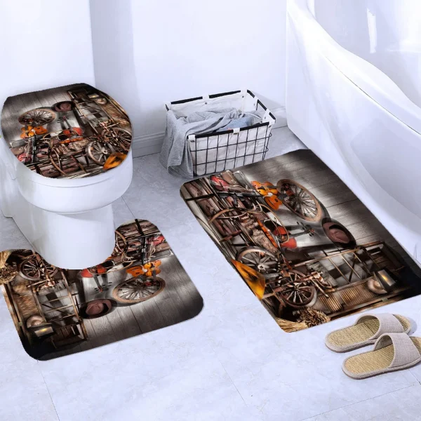 Rustic Western Cowboy Shower Curtain American Country Music Bathroom Curtain Set Bath Mat Rug Carpet Bathtub Accessories Decor - Image 21