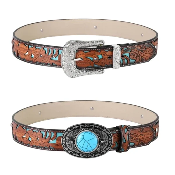 Cowboy Belts For Men Western With Big Buckle Turquoise Belt Buckle Belt Leather Belt Vintage Western Belt Jeans Belt R7RF