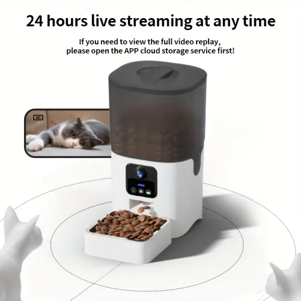 PAPIFEED cat automatic feeder visual cat food dog food wifi intelligent timed quantitative pet food dispenser 6L video model cat - Image 6
