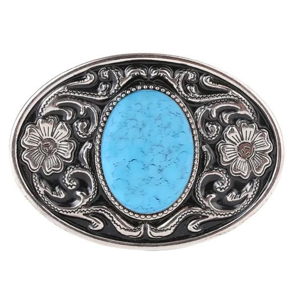 Alloy floral pattern natural stone belt buckle jeans accessories - Image 7