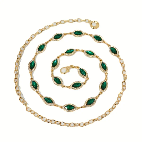 Plus Size Golden Waist Chain Crystal Rhinestone Inlaid Boho Body Chain Elegant Metal Chain Belt Dress Girdle For Women - Image 5