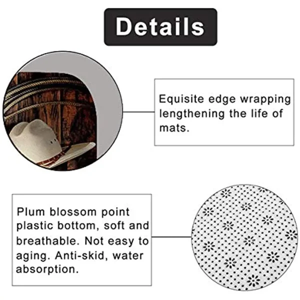 Western Cowboy Bathroom Shower Curtain And Rug Set Brown Barn Wood Panels Vintage Rustic Farmhouse Bathroom Decor Non-Slip Mat - Image 6