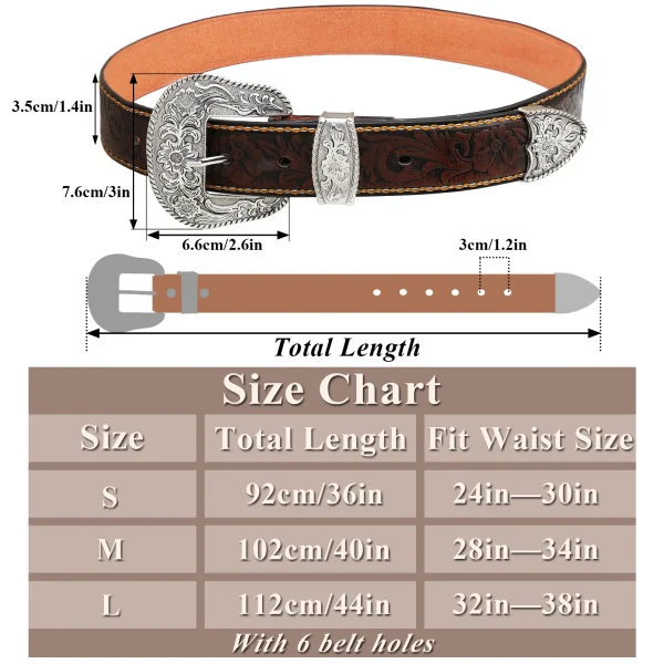 RechicGu Western Cowboy PU Leather Belt Men Waist Strap Decoration Floral Engraved for Jeans Fashion Women Girdle - Image 4
