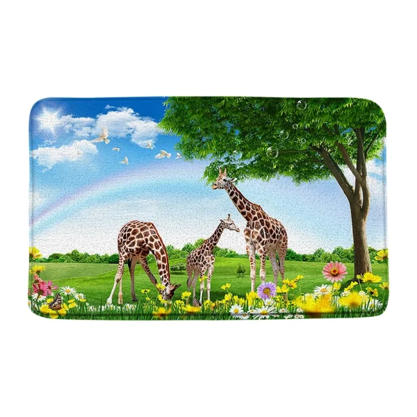 4PCS Brown Horse Shower Curtain Set Western Farm Animal Giraffe Tiger Bathroom Decor Rug Accessories Bath Mat Lid Toilet Cover - Image 8