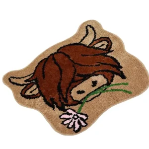 Highland Cow Bath Mat Cute Highland Cow Anti-Slip Kitchen Rug Bathroom Decor With Good Water Absorption Aesthetic Floor Carpet