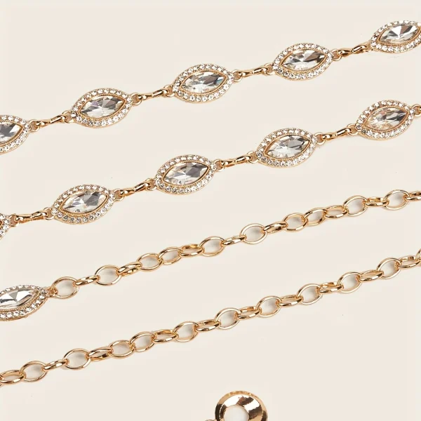 Plus Size Golden Waist Chain Crystal Rhinestone Inlaid Boho Body Chain Elegant Metal Chain Belt Dress Girdle For Women - Image 6