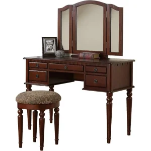Dresser set with stool, cherry wood, bedroom furniture set