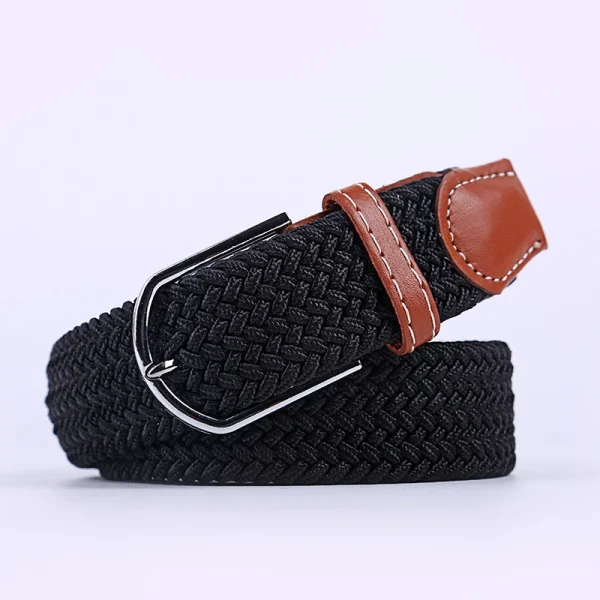 Unisex Elastic Fabric Woven Casual Belt Pin Buckle Expandable Braided Stretch Canvas Simple and Stylish Leisure Men Women Belt - Image 10