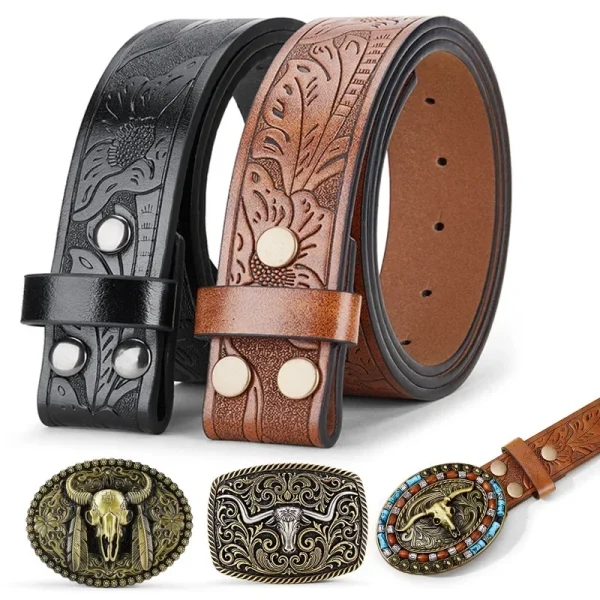 3.8cm Belts Without Buckle PU Leather Belt Body No Buckle Strap for Smooth Buckle Belt High Quality Male Belts - Image 2