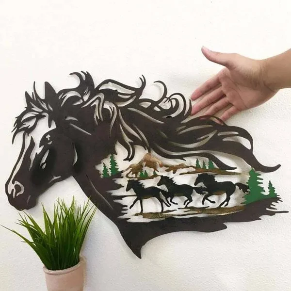 Metal Western Horse Shadow Home Decor Forest Animal Wide Rustic Metal-Wall Art Home Decoration Best Gift For Special Occasions - Image 3