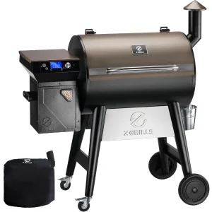 Wood Pellet Grill Smoker with PID 2.0 Controller, 700 Cooking Area, Meat Probes, Rain Cover for Outdoor BBQ