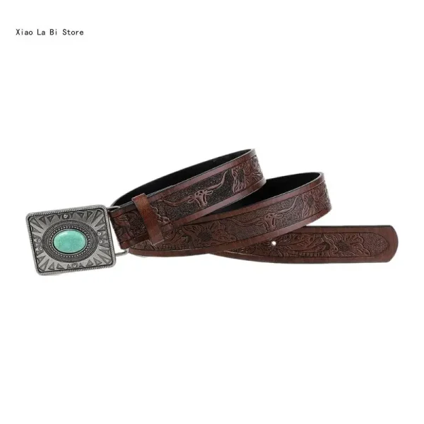 Bohemian PU Belt Woman Waist Decors Pants Belt Embossing Pattern Jeans Waistband Vintage Belt for Girl Cool Cowboy Belt - Image 2