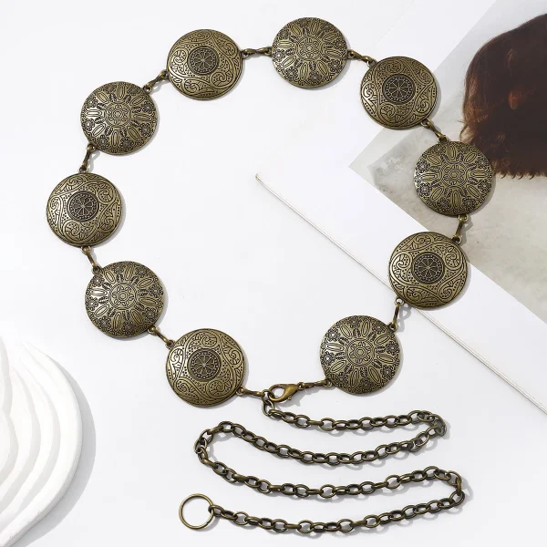 New vintage engraved plus-size round waist chain - Image 3