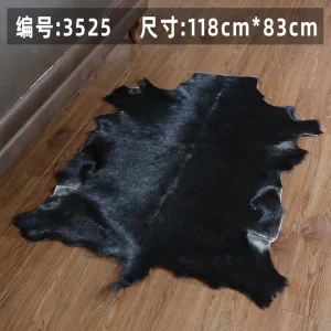 Black color Unique Natural Goat leather Rug Wool Chair Cushion Carpet for living room cat mattress dog beds real fur 118cm83cm